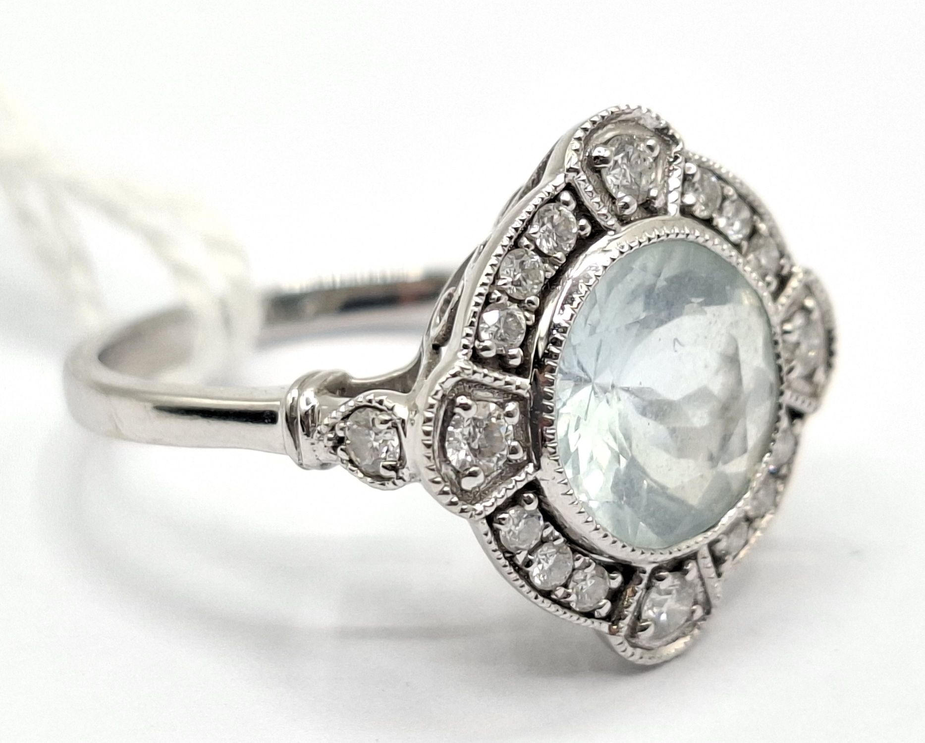 14ct Gold Aquamarine Diamond Ring