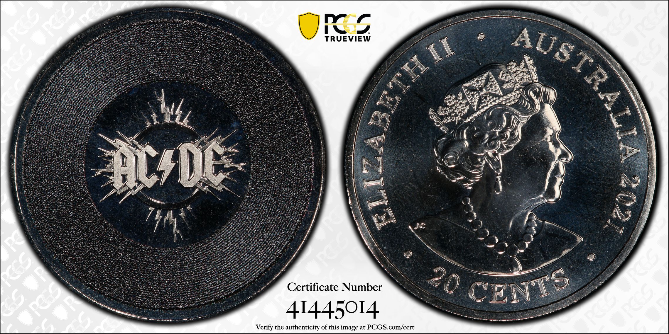 AC/DC Logo , Twenty Cent, 2021, PCGS MS68