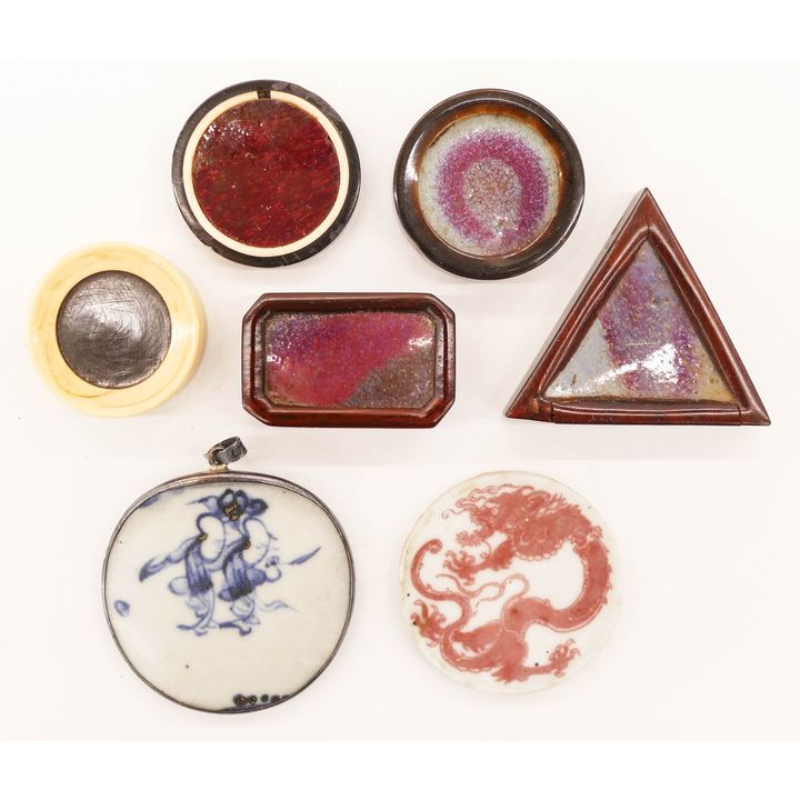 7pc Chinese Qing Mounted Porcelain Shards