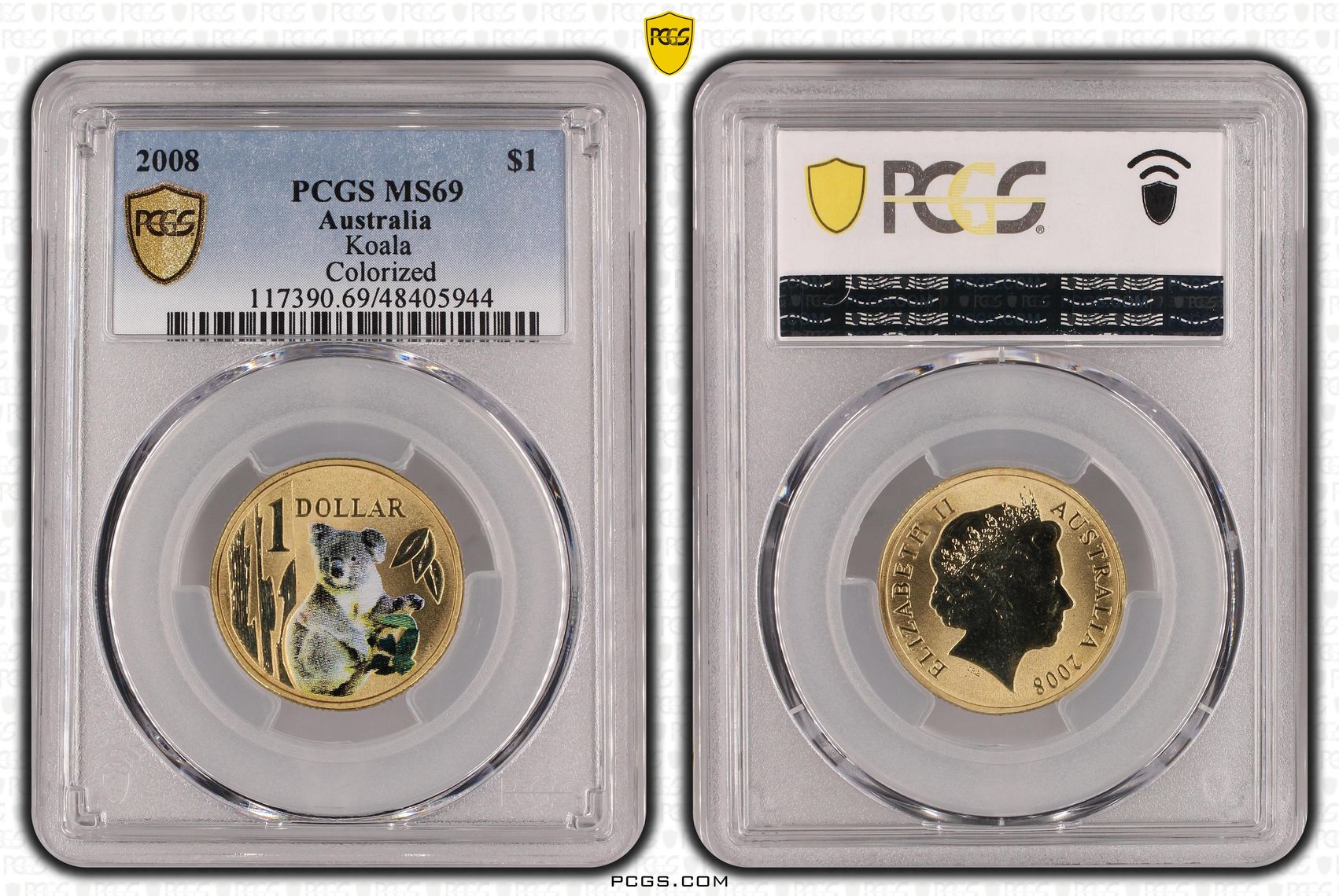 Elizabeth II, Koala, One Dollar, 2008, PCGS MS69