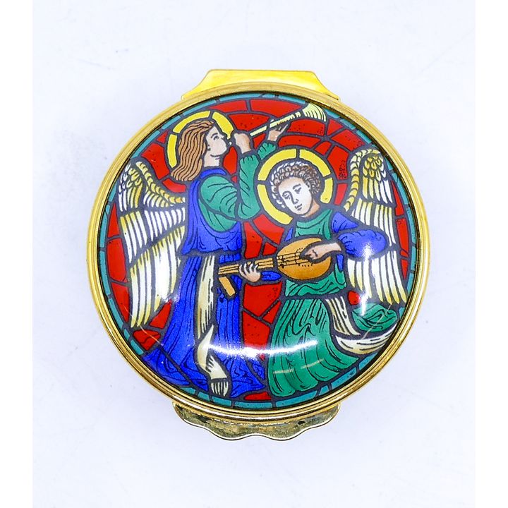 Halcyon Days Christmas 1998 Enameled Box 1'' x 2''