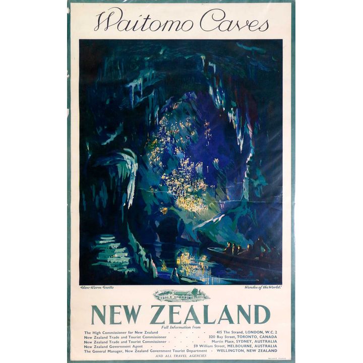 NEW ZEALAND RAILWAYS STUDIO POSTER - Waitomo Caves [1927]