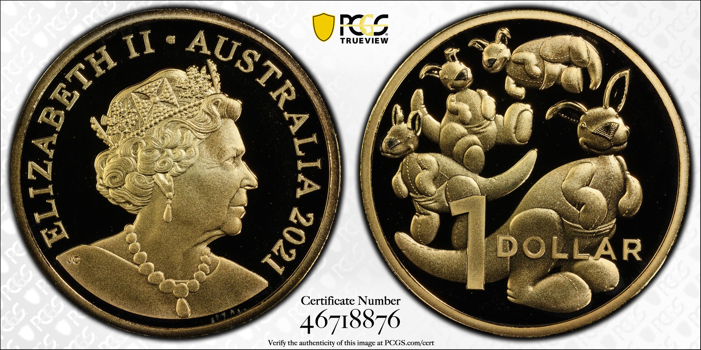 Plush Kangaroos - Baby Set, One Dollar, 2021, PCGS PR70DCAM
