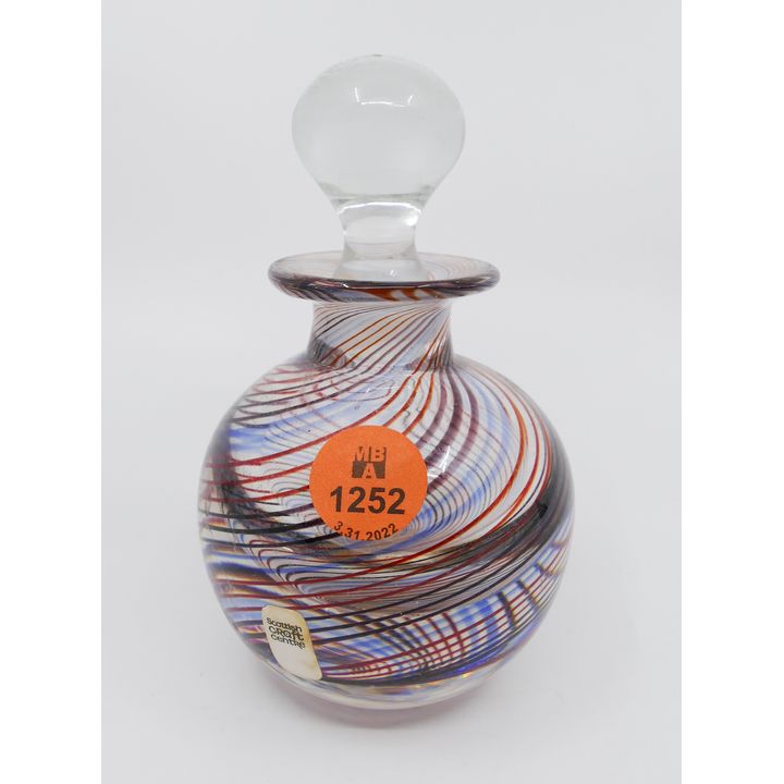 Macintosh Falkirk Swirl Art Glass Perfume Bottle- 5''