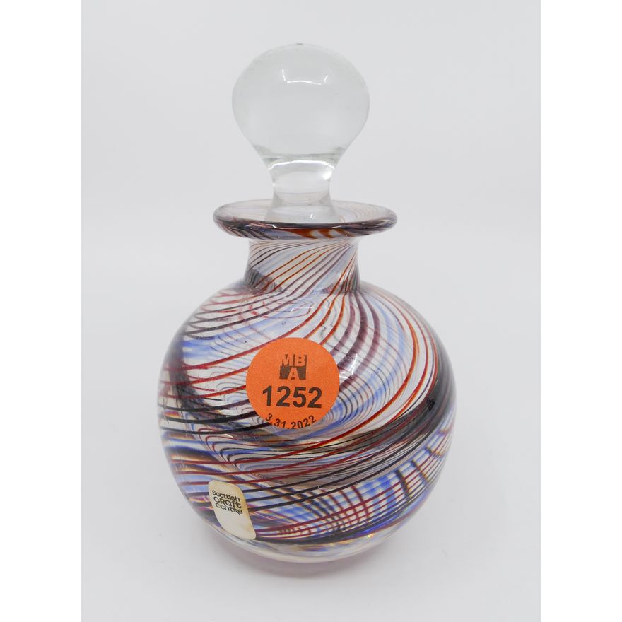 Macintosh Falkirk Swirl Art Glass Perfume Bottle- 5''
