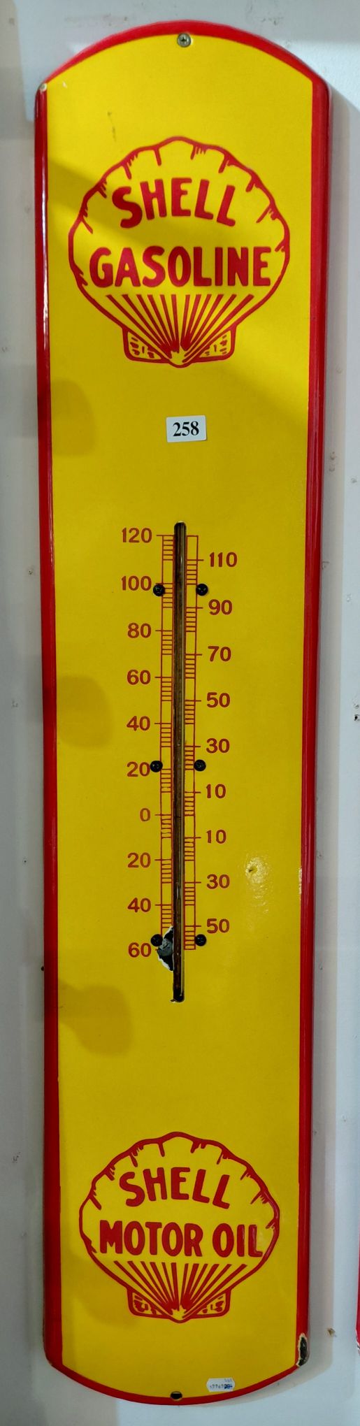 258 · ENAMEL SHELL MOTOR OIL SIGN
