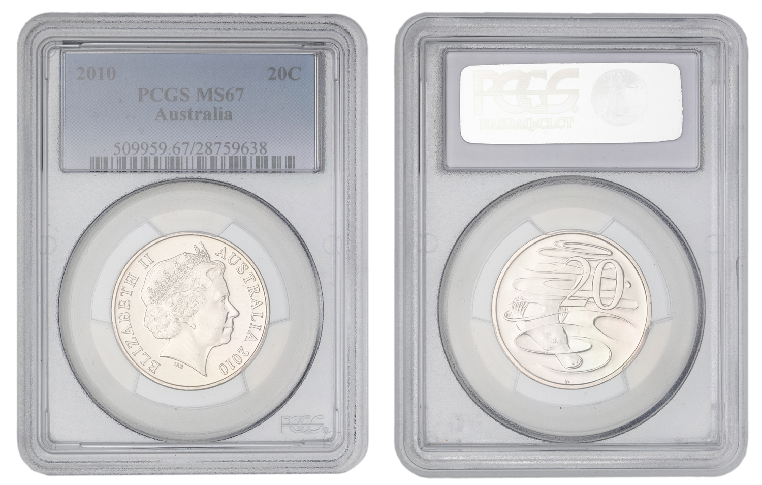 Elizabeth II, Twenty Cent, 2010, PCGS MS67