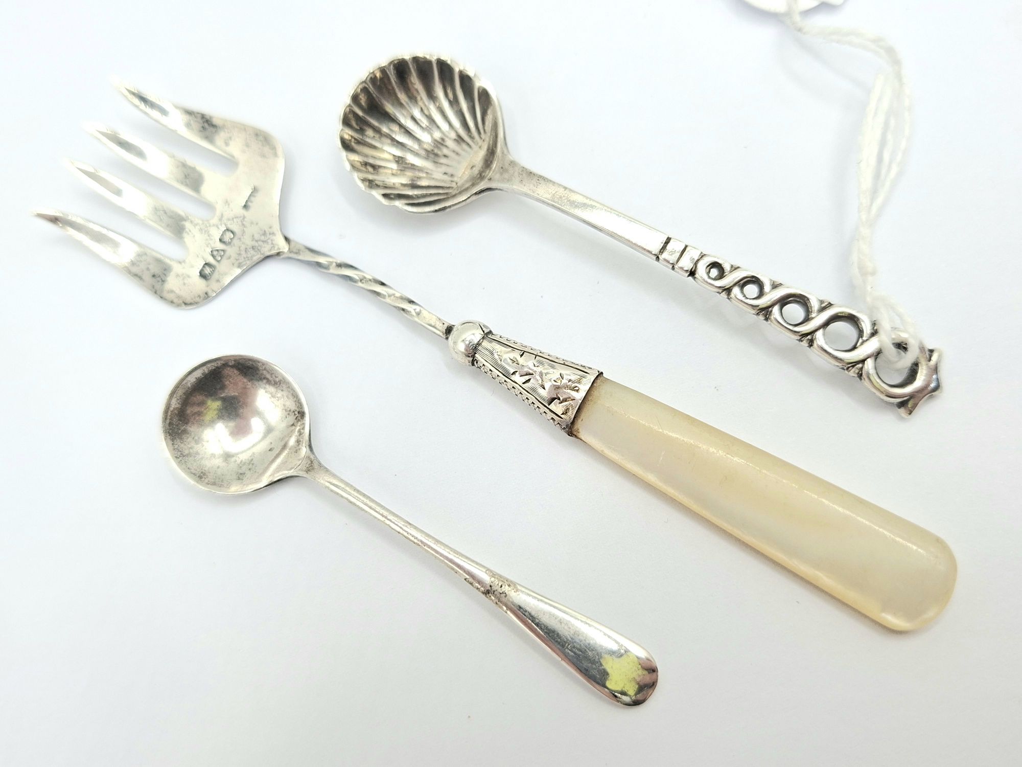 Sterling Silver Salt Spoons And Fork