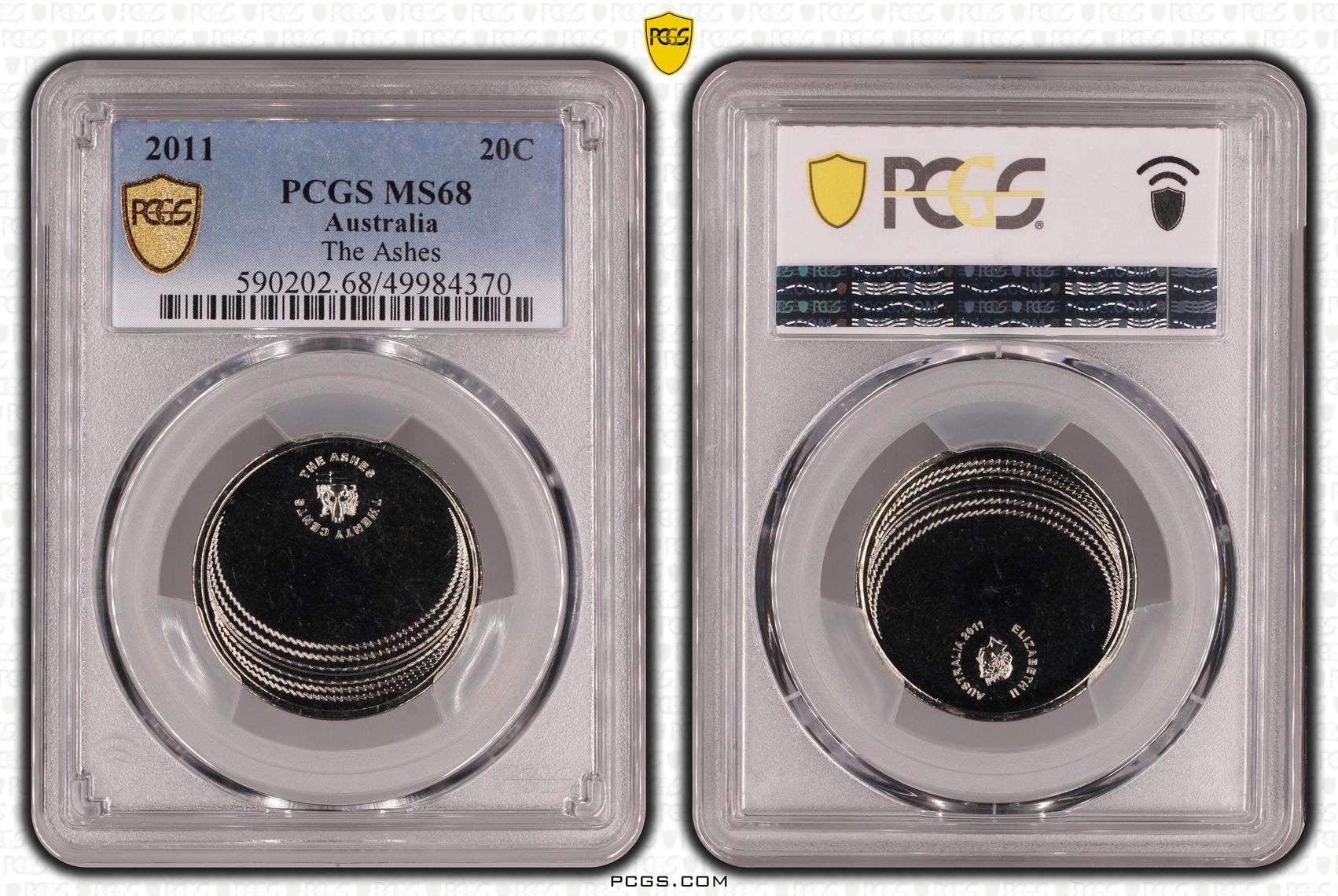 62 · The Ashes , Twenty Cent, 2011, PCGS MS68