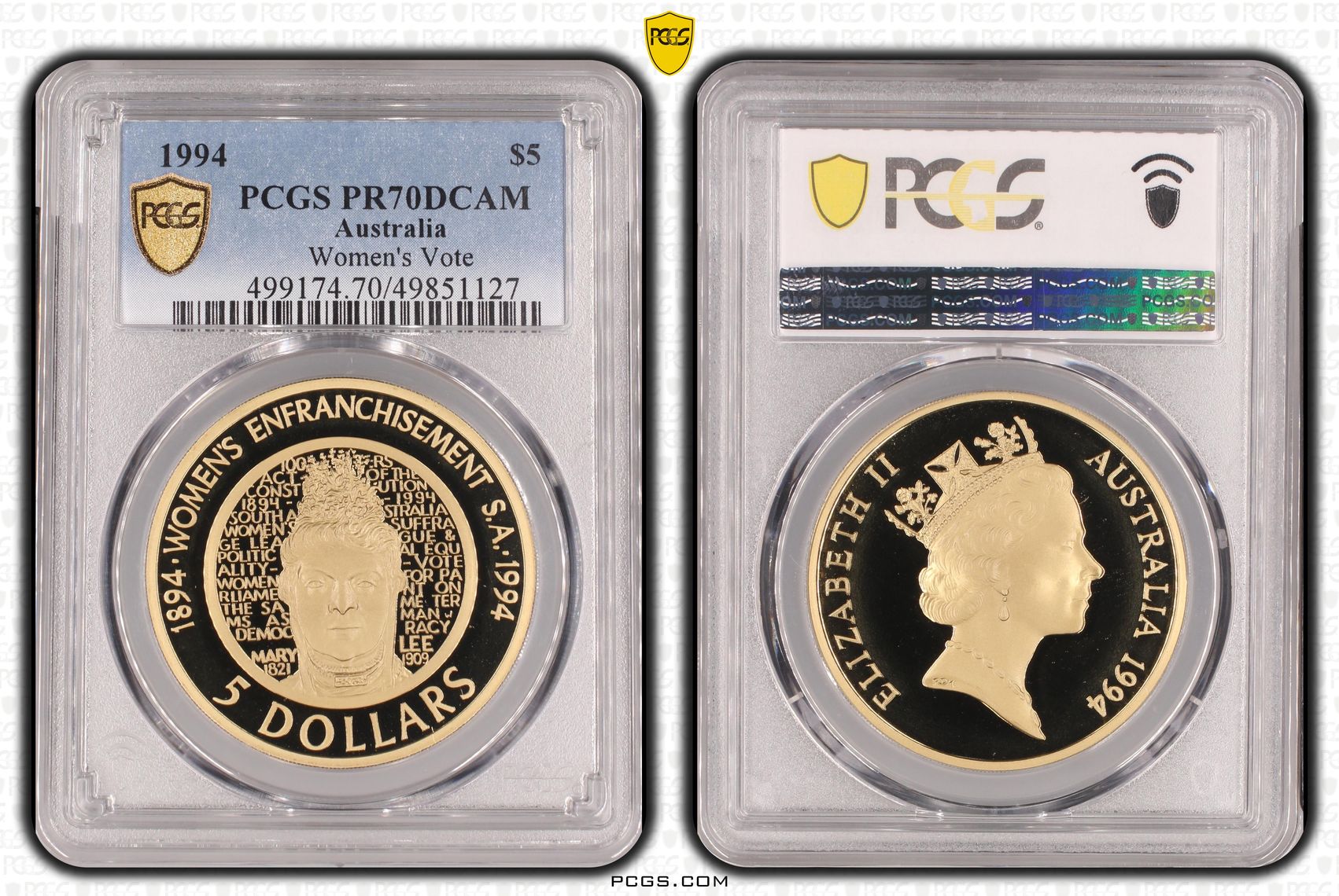 Women's Vote, Five Dollar, 1994, PCGS PR70DCAM
