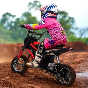 24V ELECTRIC DIRT BIKE, 3-SPEED MODES ELECTRIC MOTORCYCLE FOR KIDS, UP TO 14.29MPH & MAX 135 LBS,350W, FIT AGE +8 .COLOR PINK