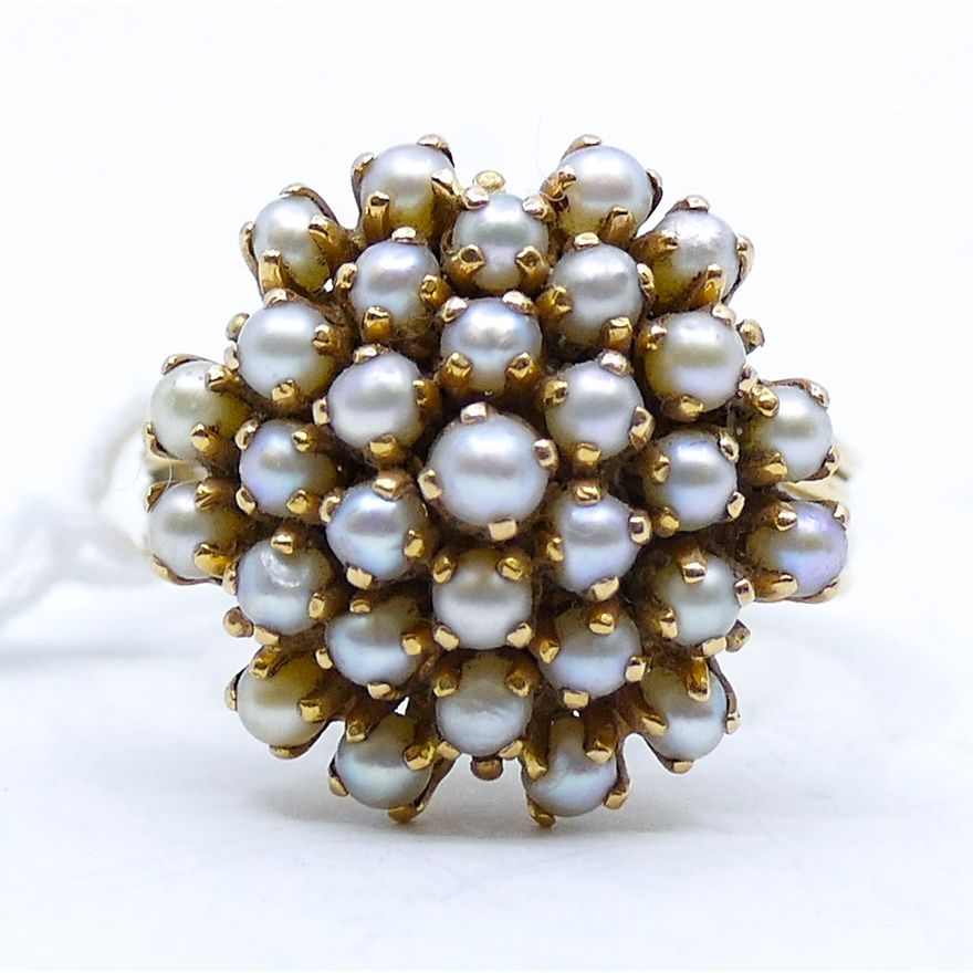 Ladies 14k Pearl Cluster Ring Size 7.5 - 7.2 Grams