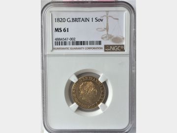 1820 King George III Gold Sovereign NGC graded MS61