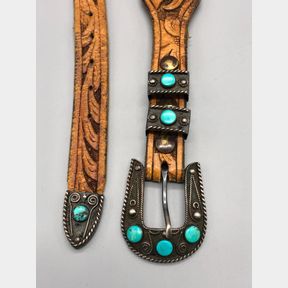 Four Piece Turquoise & Sterling Silver Belt Buckle Set