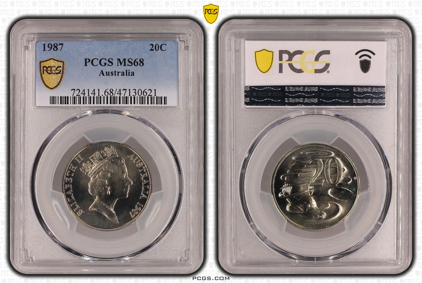 Elizabeth II, Twenty Cent, 1987, PCGS MS68
