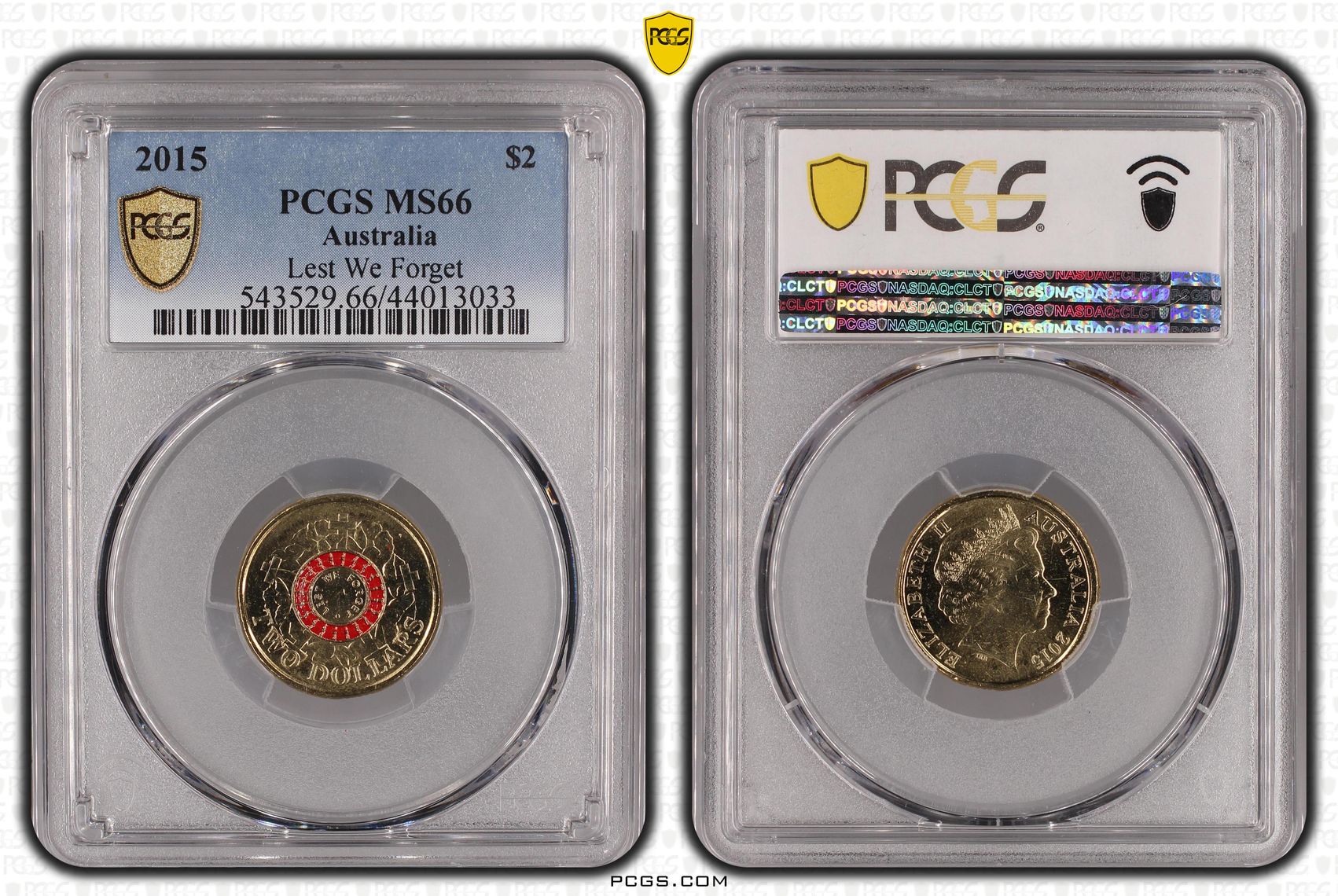 Lest We Forget Colorized, Two Dollar, 2015, PCGS MS66