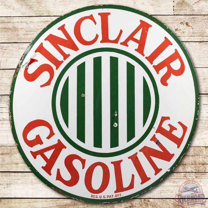 48" Sinclair Gasoline Porcelain Sign With Bars