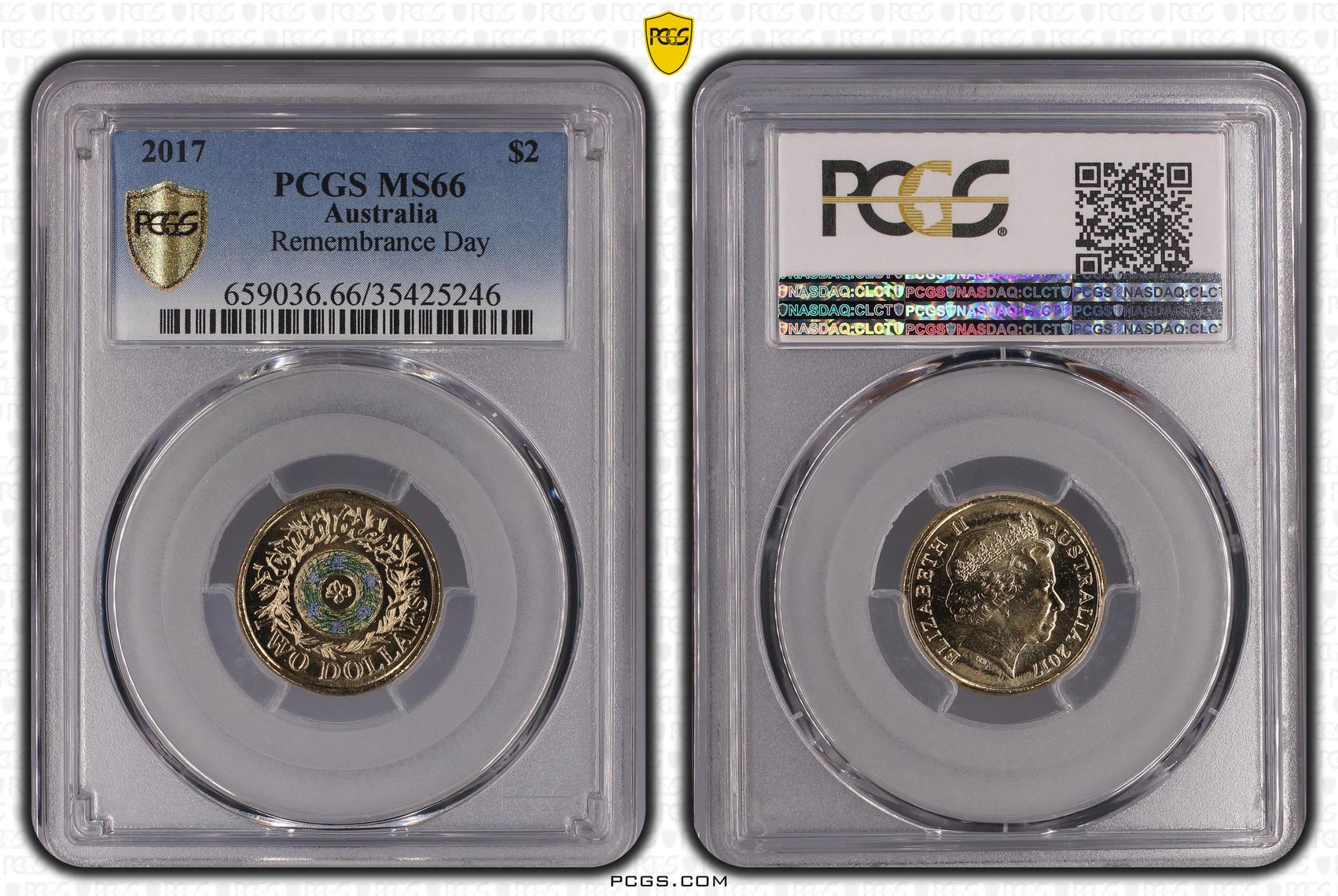 2017 Australia Two Dollar, $2 Remembrance Day PCGS - MS66 -246