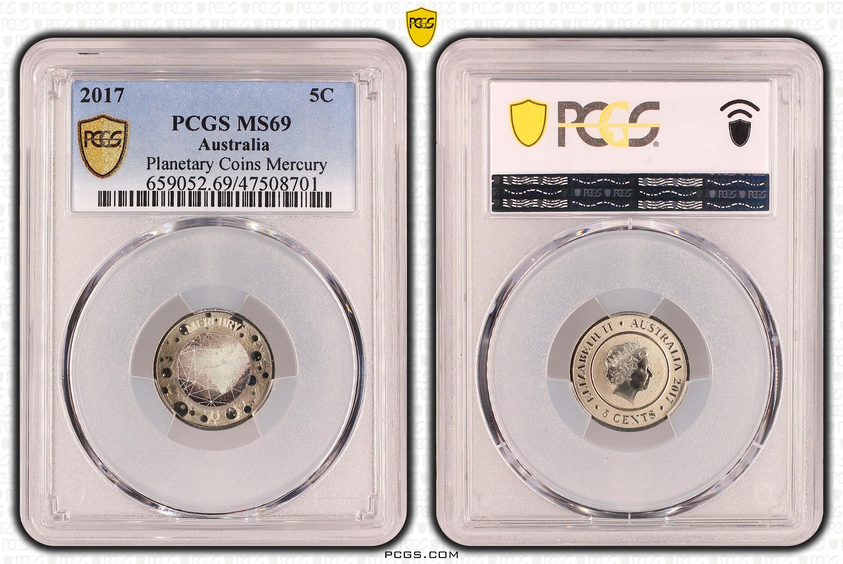 Planetary Coins Mercury, Five Cent, 2017, PCGS MS 69