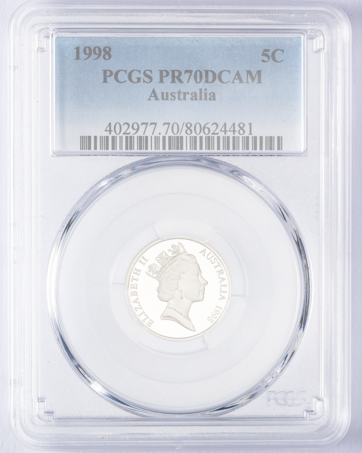 Elizabeth II, Five Cent, 1998, PCGS PR70DCAM