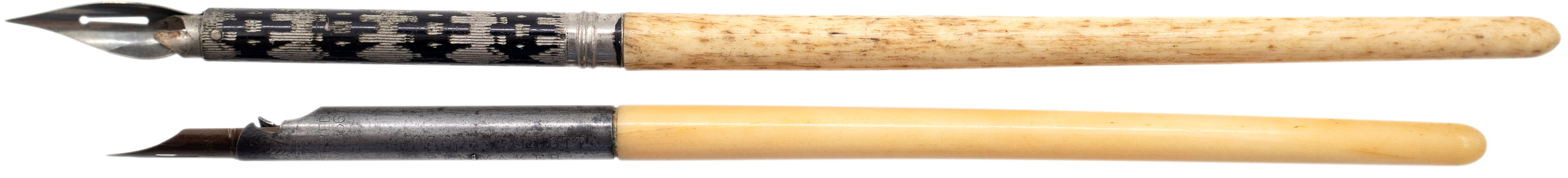 Great Britain, Pens and Writing Memorabilia, Niello Silver and Ivory Dip Pen, c.1860, VGC