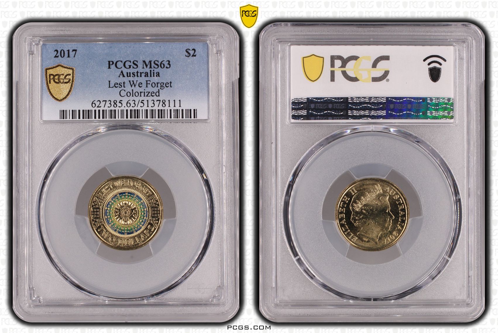 Lest We Forget Colorized, Two Dollar, 2017, PCGS MS63