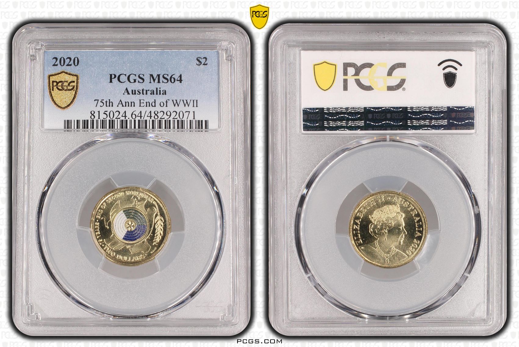 75th Ann End of WWII Colourised, Two Dollar, 2020, PCGS MS64