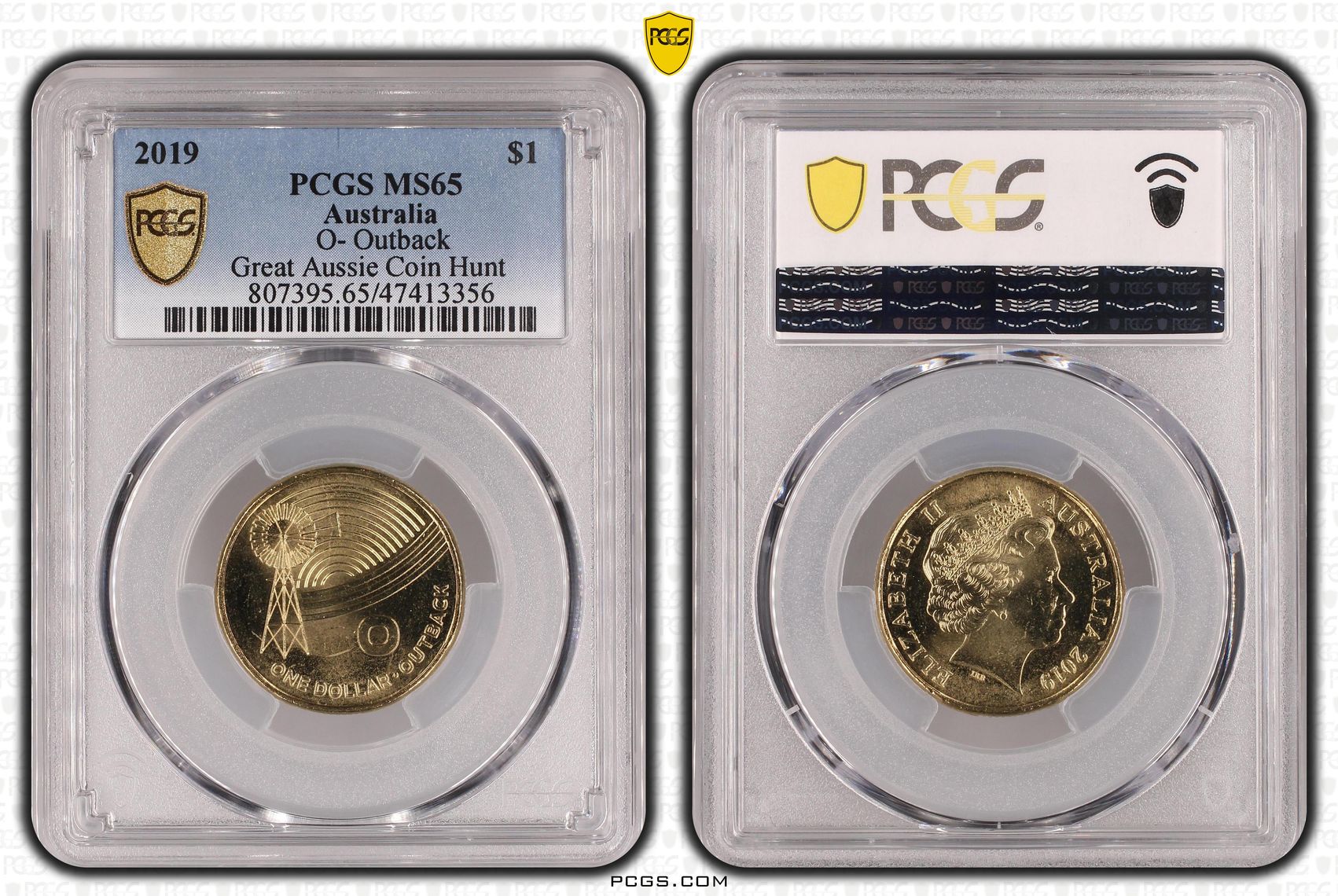 Elizabeth II, O- Outback Great Aussie Coin Hunt, One Dollar, 2019, PCGS MS 65