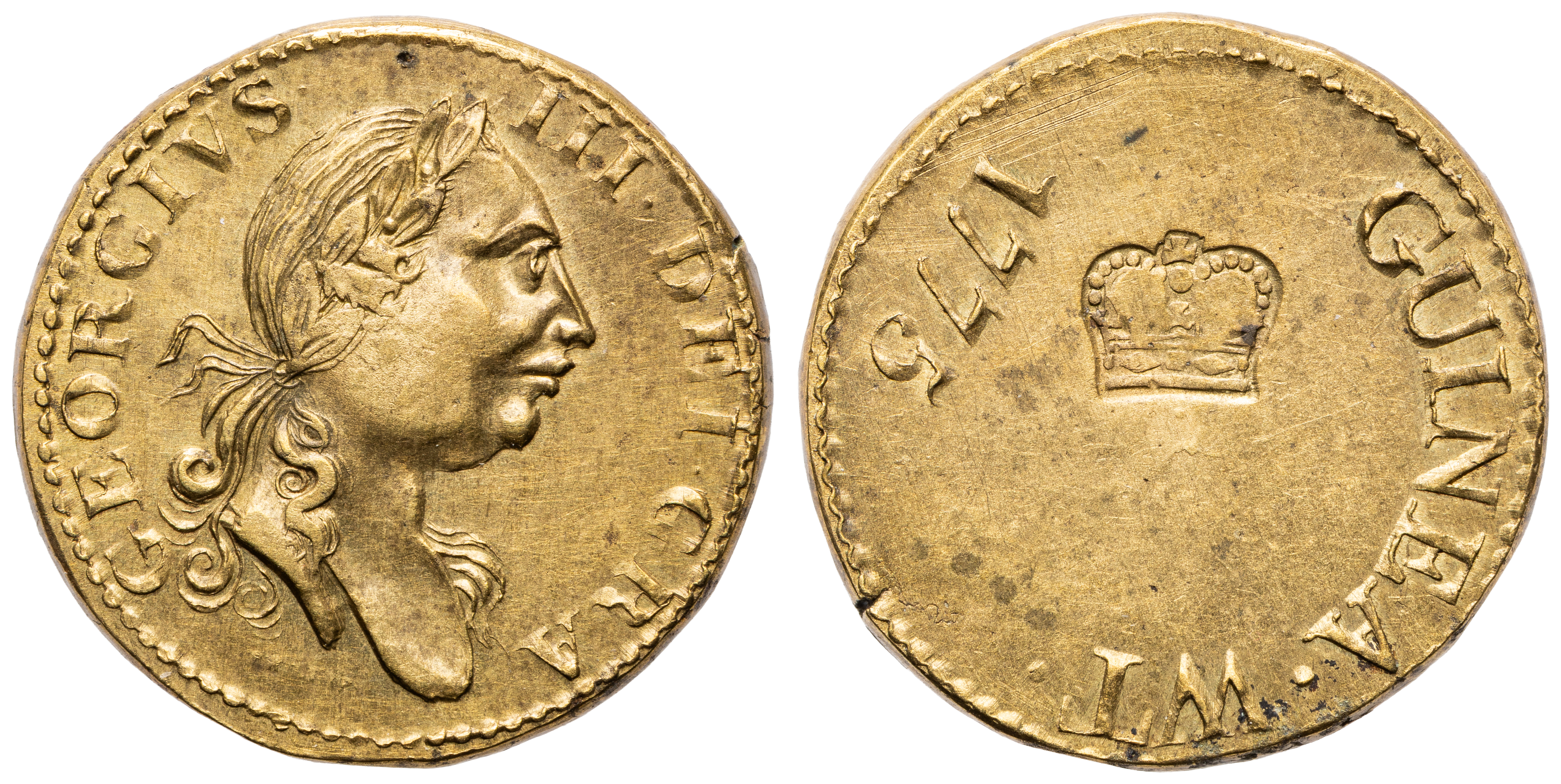 Great Britain, George III, Brass Weight, Guinea, 1775, UNC