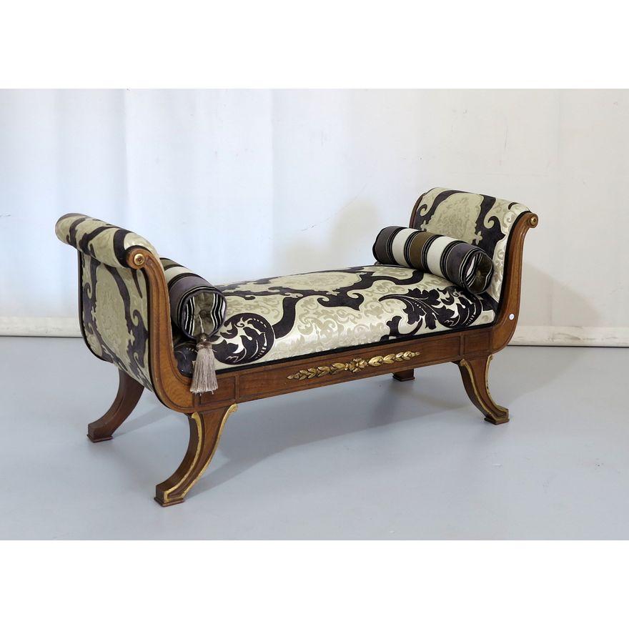 EMPIRE STYLE GILDED MAHOGANY BED-END STOOL