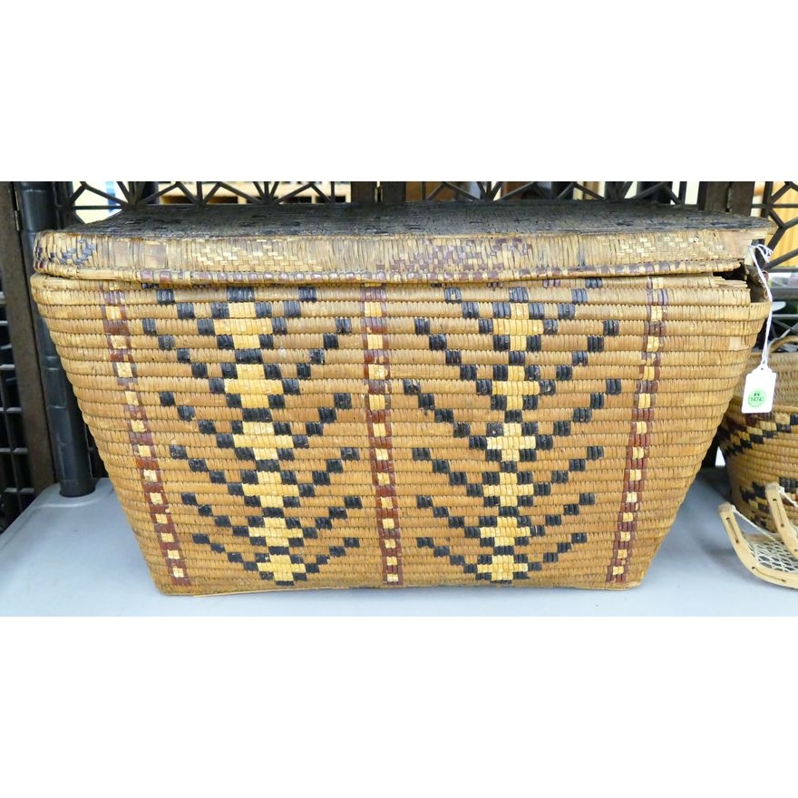 Antique Coast Salish Large Indian Storage Basket 15''x26''