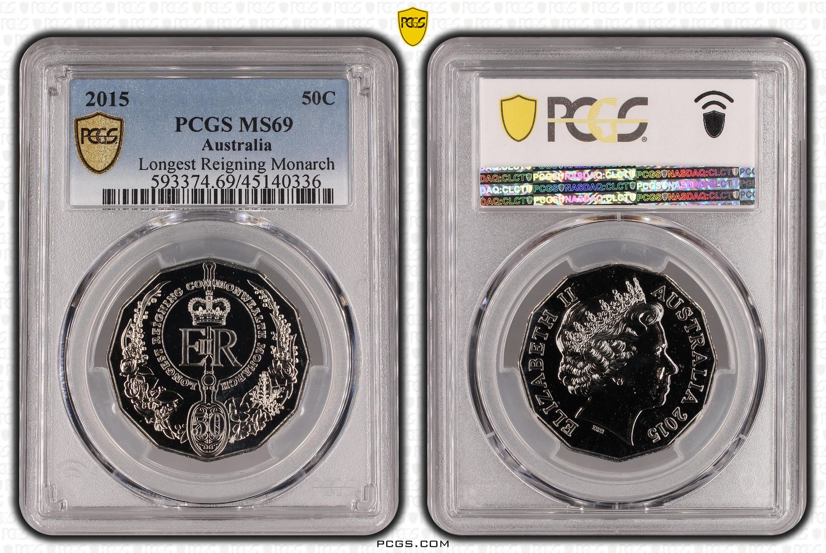 Longest Reigning Monarch, Fifty Cent, 2015, PCGS MS69