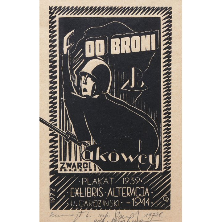 R. Gardziński | Exlibris "Do broni zwarci akowcy", 1972 r.