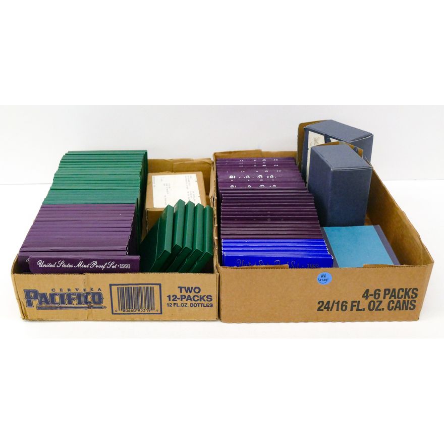 2 Boxes 70pc US Proof Sets 1983-1998 with Boxes