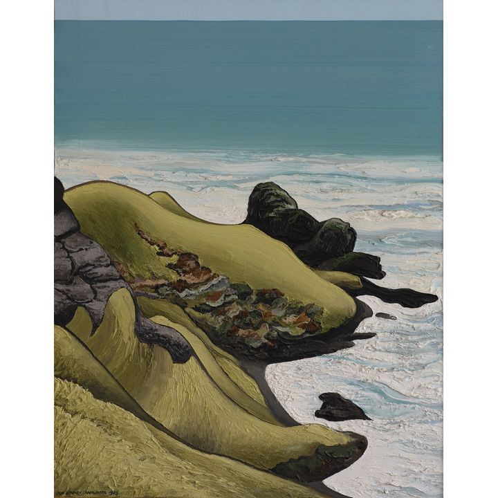 Don Binney 'Fisherman’s Rock, Anawhata'