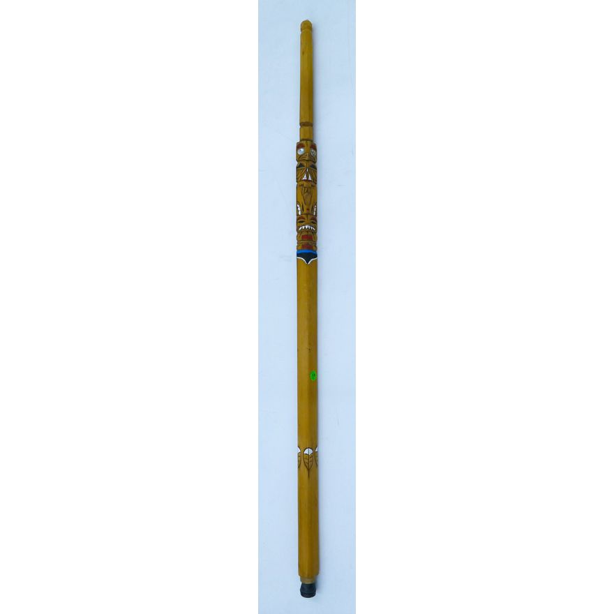 NW Coast Totemic Cedar Talking Stick 46'' - Initialed L.M.