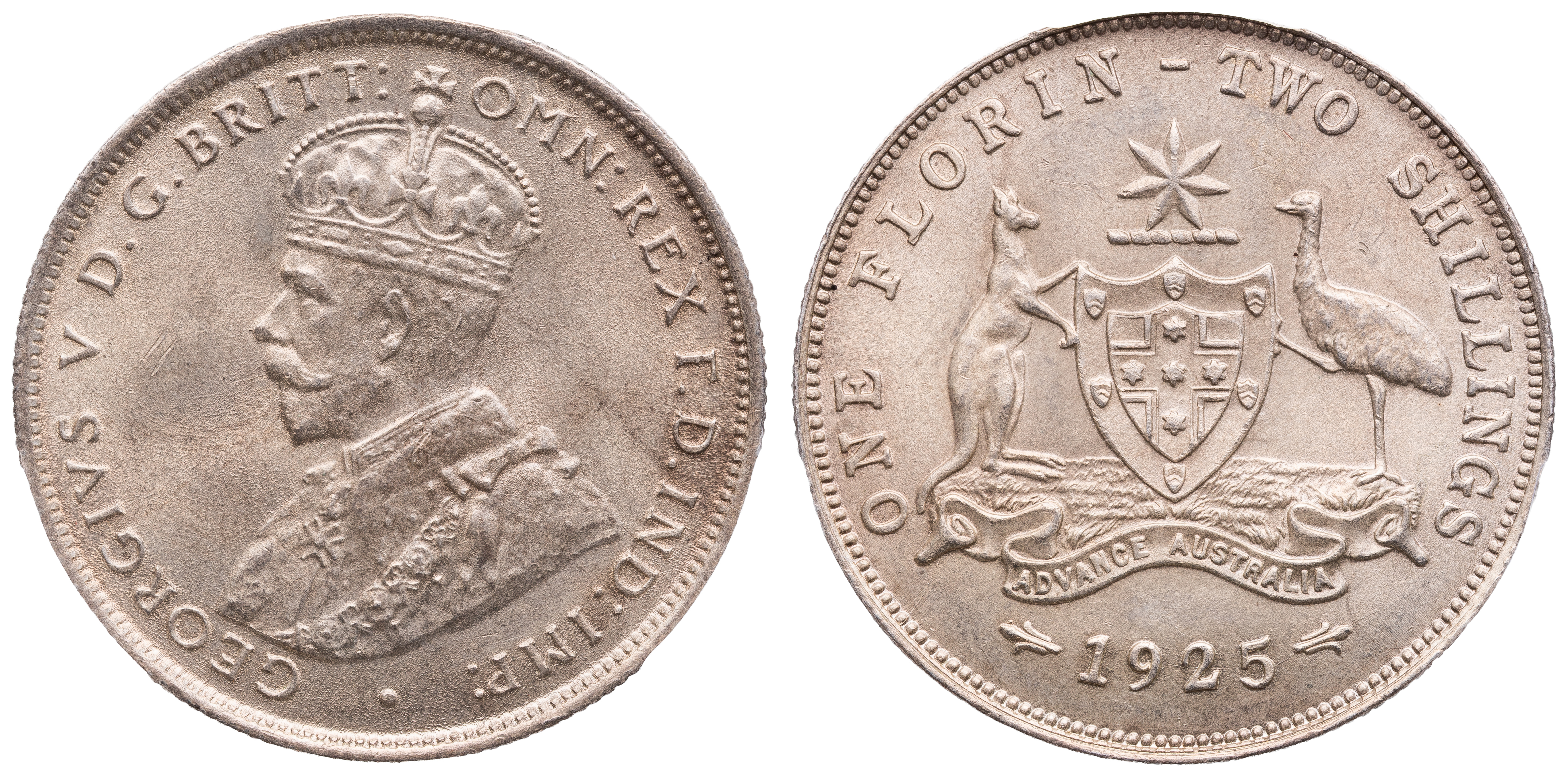 George V, Florin, 1925, PCGS MS64