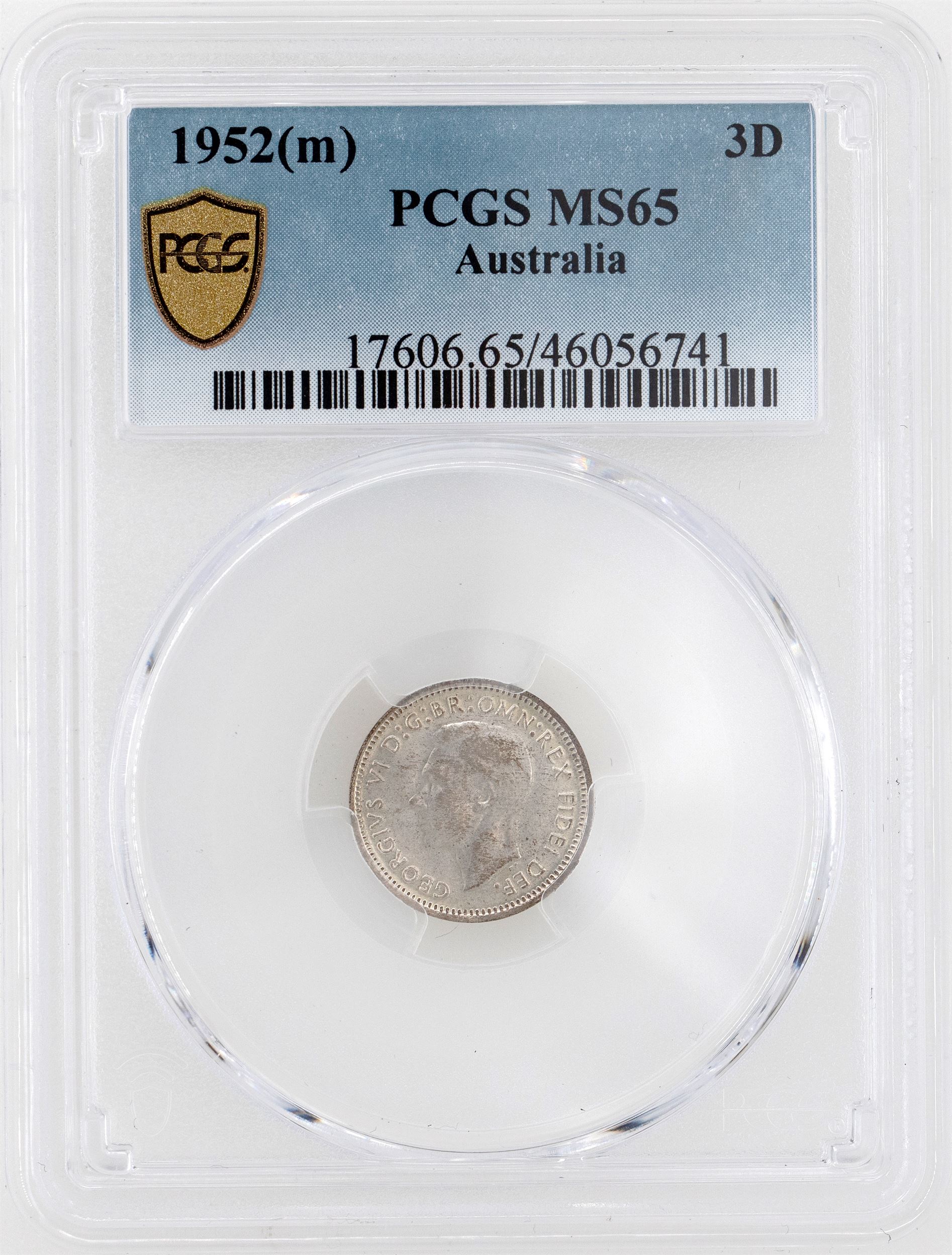 1952(m) Australia Threepence PCGS - MS65 -741