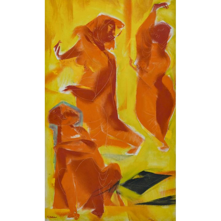 Joseph Wolins ''Inbal in Orange'' 1950's Oil