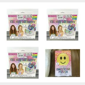 3X MAKE IT MINE PREMIUM TIE DYE BRIGHTS KIT FOR FABRICS INCLUDES 4 VIBRANT COLORS, GLOVES, RUBBER BANDS & DO IT YOURSELF EMOTICON PINATA