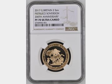 2017 PROOF 2 POUND PF70 UCAM TOP POP! ELIZABETH II 1ST MODERN DAY SOVEREIGN ANNIVERSARY