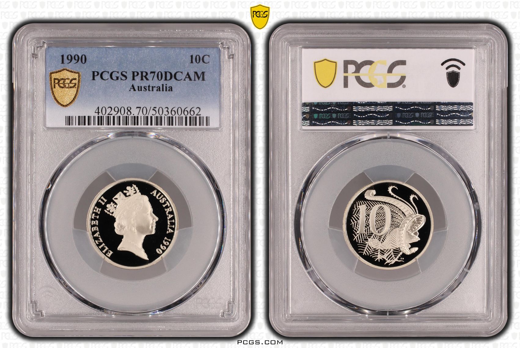 Ten Cent, 1990, Pcgs Pr70dcam