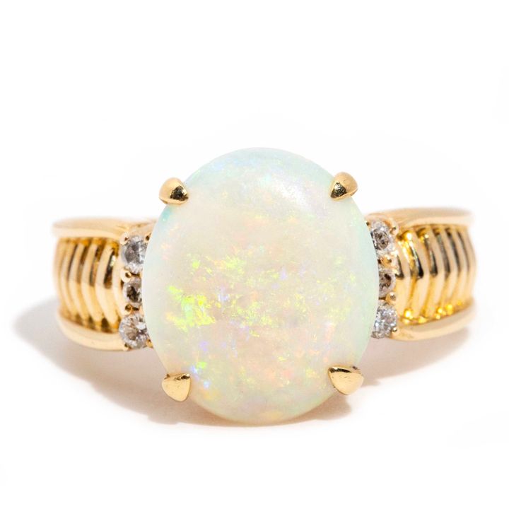 Solid Australian Opal and Diamond 18 Carat Gold Ring