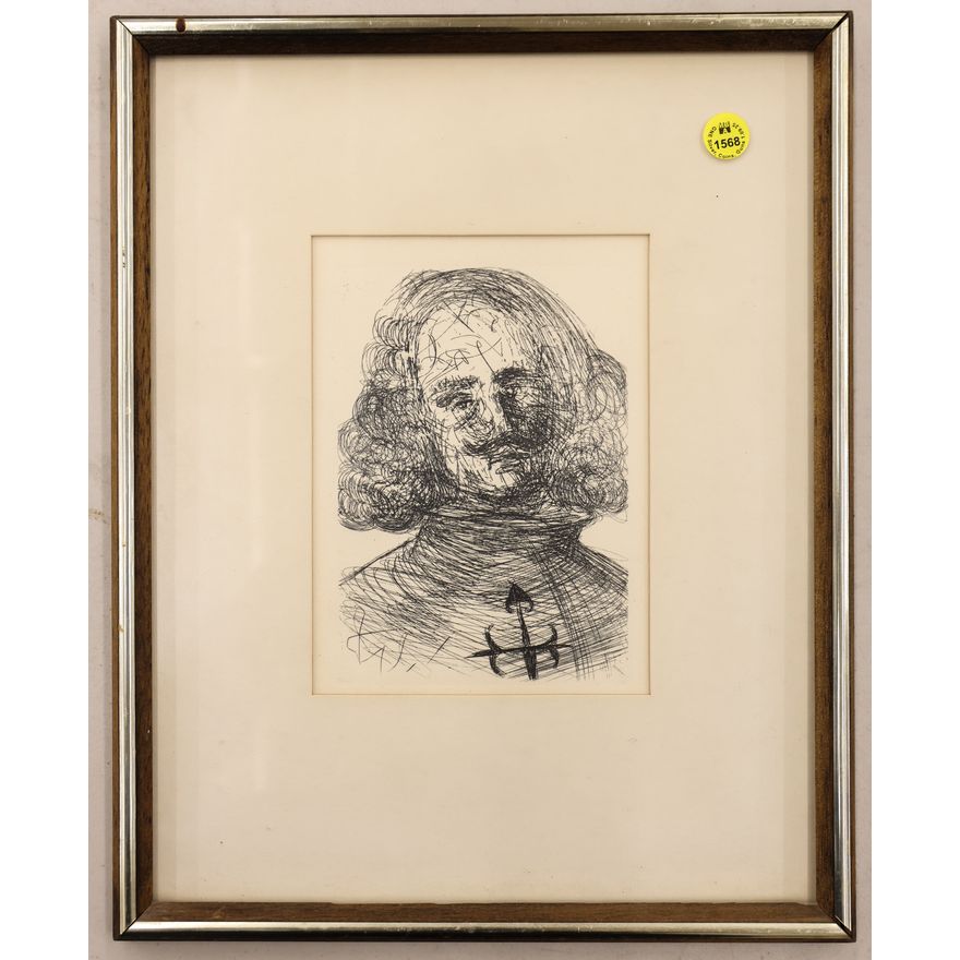 Vintage Salvador Dali ''Velasquez'' Etching Framed 15''x12''