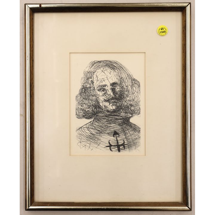 Vintage Salvador Dali ''Velasquez'' Etching Framed 15''x12''