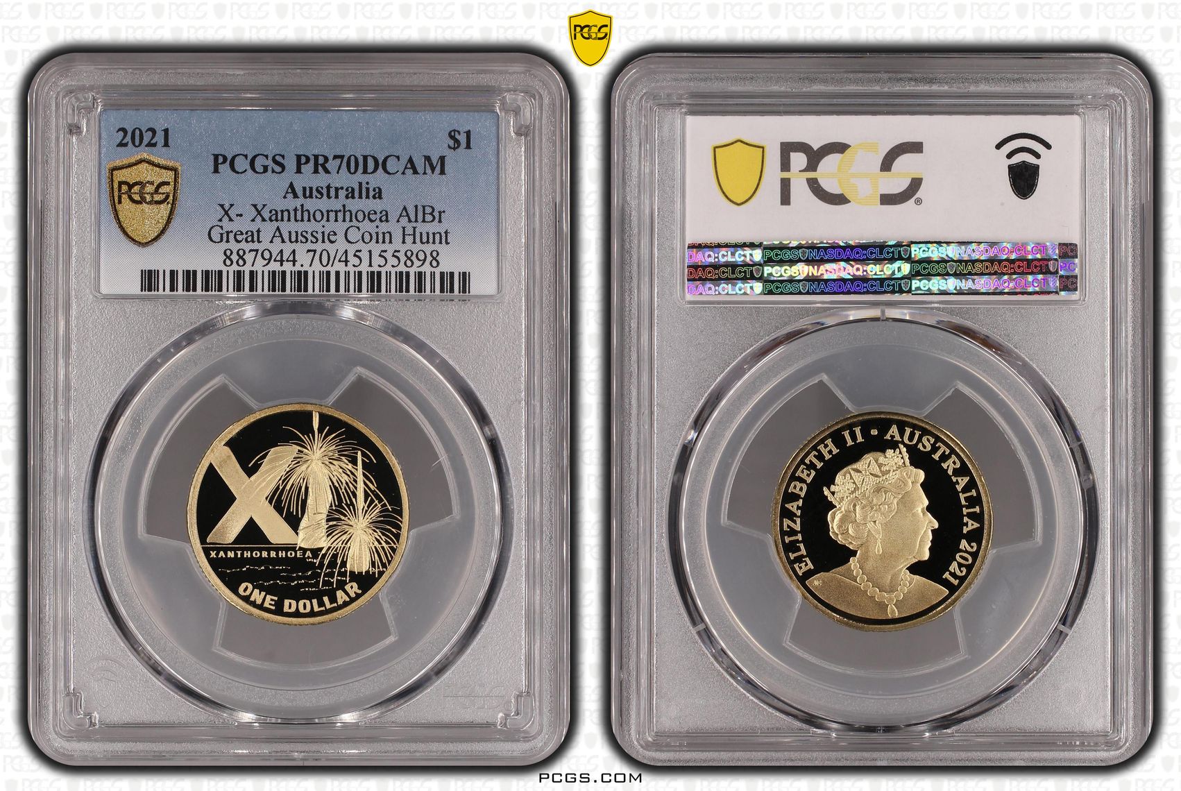 Elizabeth II, X- Xanthorrhoea AlBr, One Dollar, 2021, PCGS PR 70DCAM