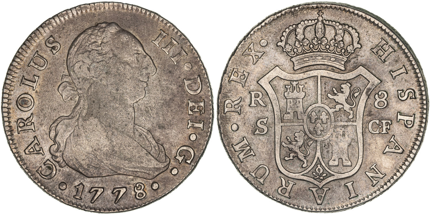 Spain & Colonies, Charles IIII, Eight Reales, 1778, VG