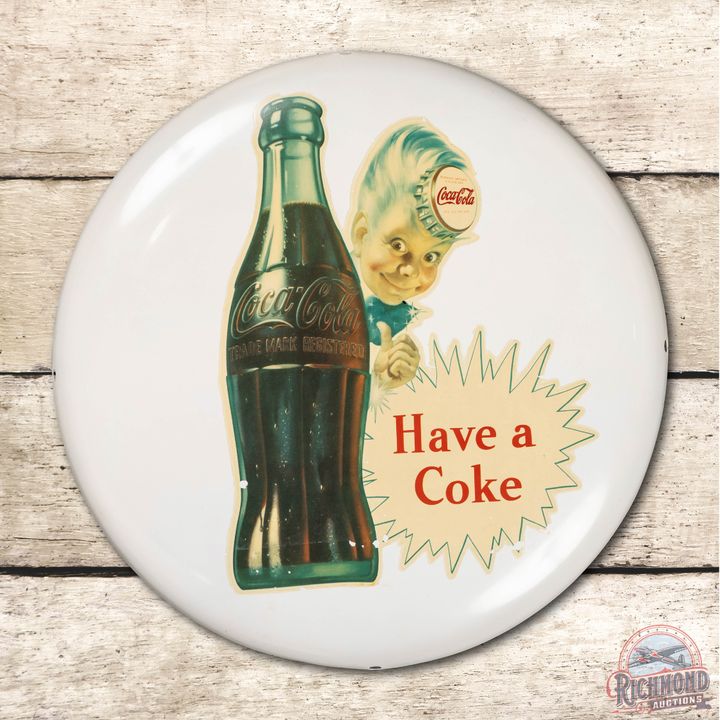 16" Coca Cola Have A Coke & Sprite Boy Aluminum Button Sign