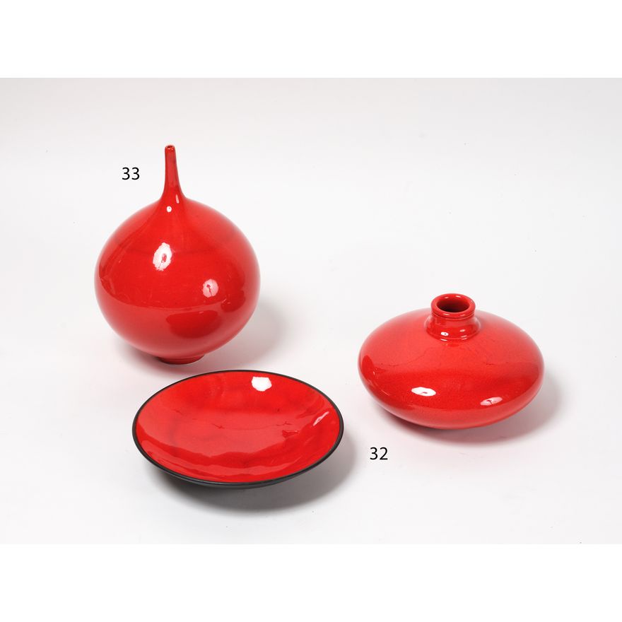 Peter Collis - Two red glazed vessels