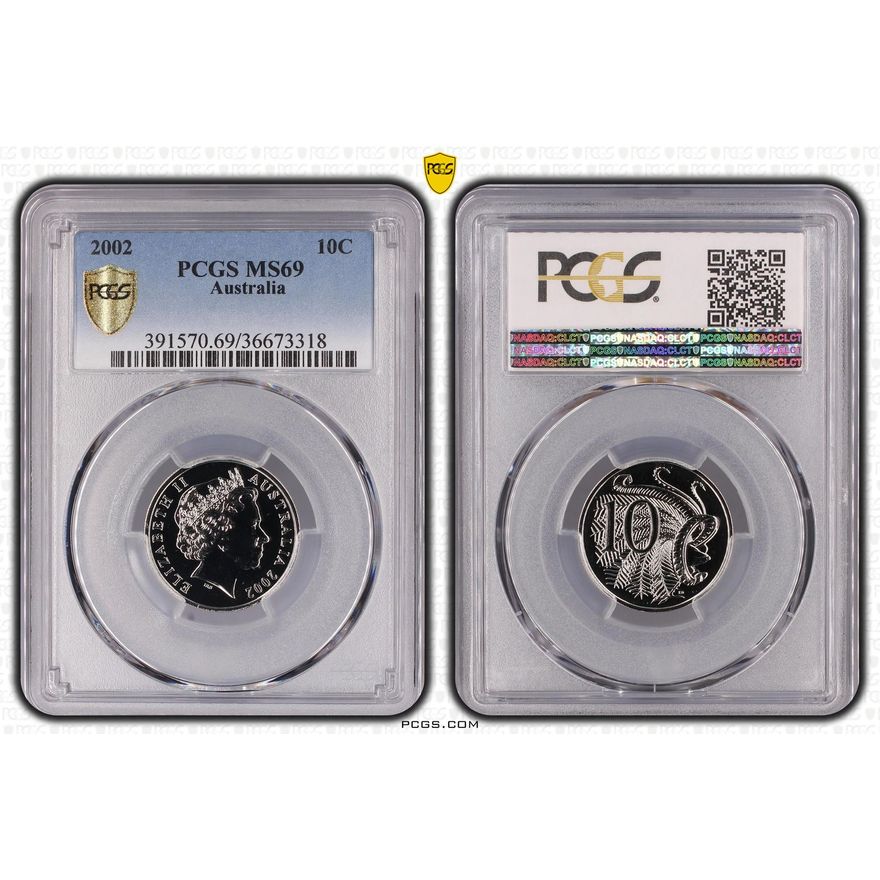 Elizabeth II, Ten Cent, 2002, PCGS MS69